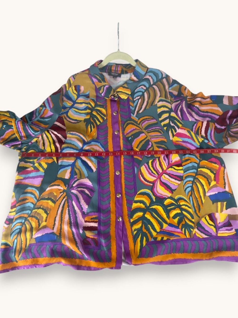 Haute Hippie Top NWOT Monstera Print 3X Boho - Picture 9 of 10